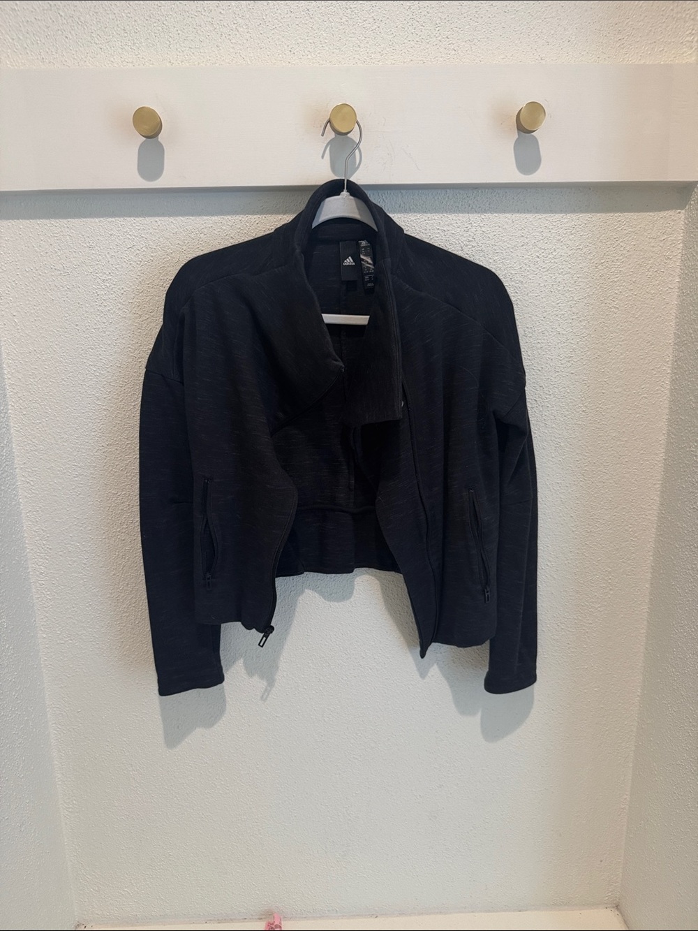 adidas Black Cropped Bomber Jacket